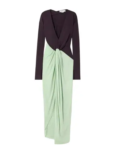 Victoria Beckham Knotted Gathered Two-tone Jersey Gown | Thumbnail 1 Victoria Beckham Knotted Gathered Two-tone Jersey Gown | Thumbnail 1