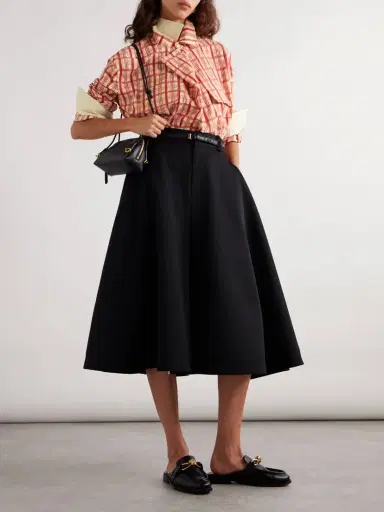 Bottega Veneta Draped Checked Cotton-seersucker Blouse | Thumbnail 2 Bottega Veneta Draped Checked Cotton-seersucker Blouse | Thumbnail 2