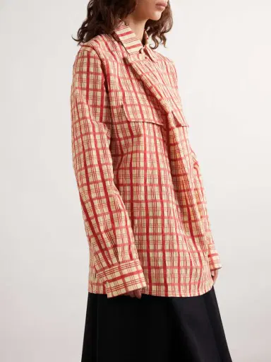 Bottega Veneta Draped Checked Cotton-seersucker Blouse | Thumbnail 3 Bottega Veneta Draped Checked Cotton-seersucker Blouse | Thumbnail 3