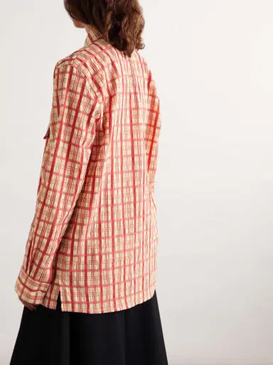 Bottega Veneta Draped Checked Cotton-seersucker Blouse | Thumbnail 4 Bottega Veneta Draped Checked Cotton-seersucker Blouse | Thumbnail 4