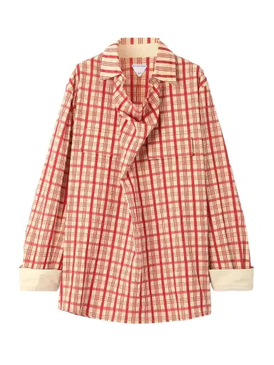 Bottega Veneta Draped Checked Cotton-seersucker Blouse | Thumbnail 1 Bottega Veneta Draped Checked Cotton-seersucker Blouse | Thumbnail 1