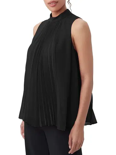 Trina Turk Women's Farasha Pleated Sleeveless Top - Black | Thumbnail 2 Trina Turk Women's Farasha Pleated Sleeveless Top - Black | Thumbnail 2