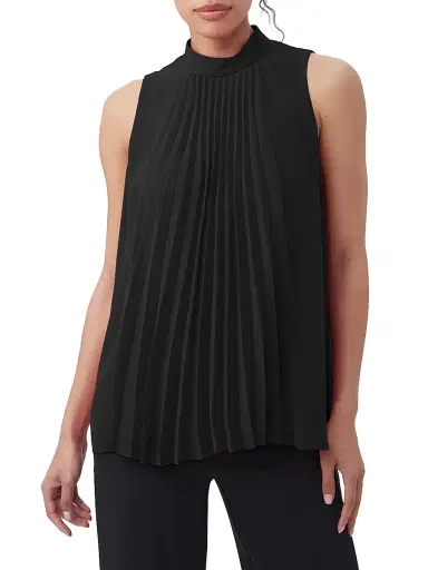 Trina Turk Women's Farasha Pleated Sleeveless Top - Black | Thumbnail 1 Trina Turk Women's Farasha Pleated Sleeveless Top - Black | Thumbnail 1