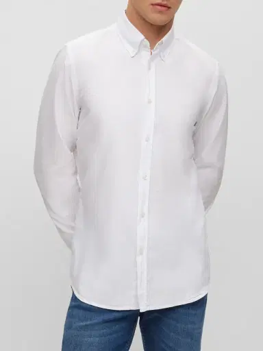 BOSS Men's Regular-Fit Shirt In Oxford Cotton - White | Thumbnail 2 BOSS Men's Regular-Fit Shirt In Oxford Cotton - White | Thumbnail 2