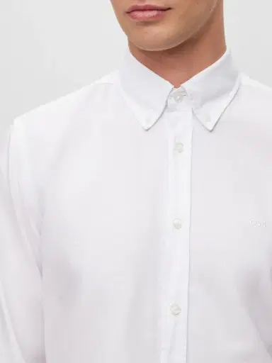 BOSS Men's Regular-Fit Shirt In Oxford Cotton - White | Thumbnail 4 BOSS Men's Regular-Fit Shirt In Oxford Cotton - White | Thumbnail 4
