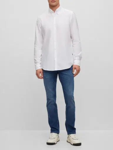 BOSS Men's Regular-Fit Shirt In Oxford Cotton - White | Thumbnail 5 BOSS Men's Regular-Fit Shirt In Oxford Cotton - White | Thumbnail 5