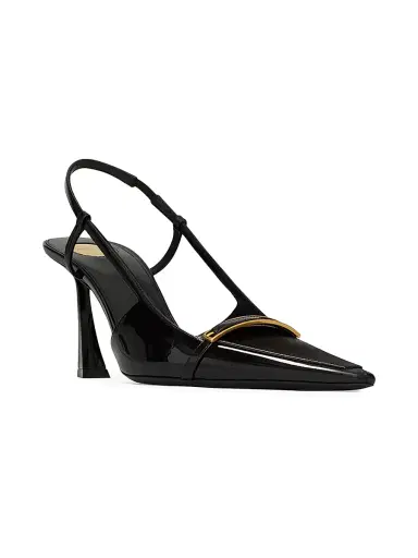 Saint Laurent Women's Jacqueline Slingback Pumps in Patent Leather - Black | Thumbnail 2 Saint Laurent Women's Jacqueline Slingback Pumps in Patent Leather - Black | Thumbnail 2