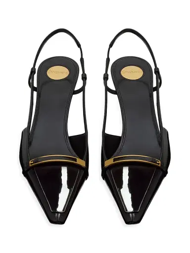 Saint Laurent Women's Jacqueline Slingback Pumps in Patent Leather - Black | Thumbnail 3 Saint Laurent Women's Jacqueline Slingback Pumps in Patent Leather - Black | Thumbnail 3