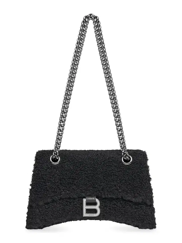 Women's Crush Chain Bag Fake Shearling - Black Women's Crush Chain Bag Fake Shearling - Black