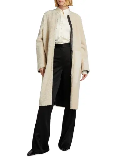 Toteme Women's Shearling Teddy Zip Coat - Cream | Thumbnail 3 Toteme Women's Shearling Teddy Zip Coat - Cream | Thumbnail 3