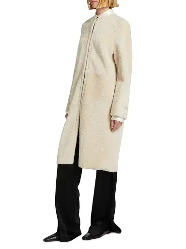 Toteme Women's Shearling Teddy Zip Coat - Cream | Thumbnail 4 Toteme Women's Shearling Teddy Zip Coat - Cream | Thumbnail 4
