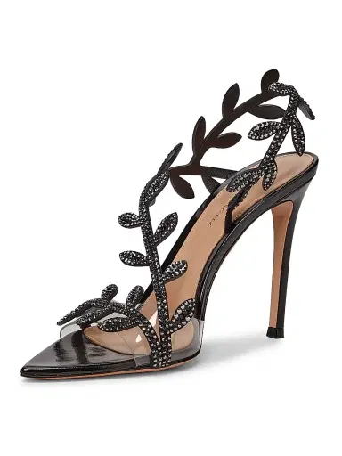 Gianvito Rossi Women's Crystal Flavia 105MM Leather Sandals - Transparent Black | Thumbnail 2 Gianvito Rossi Women's Crystal Flavia 105MM Leather Sandals - Transparent Black | Thumbnail 2