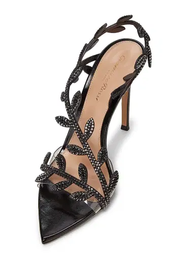 Gianvito Rossi Women's Crystal Flavia 105MM Leather Sandals - Transparent Black | Thumbnail 4 Gianvito Rossi Women's Crystal Flavia 105MM Leather Sandals - Transparent Black | Thumbnail 4