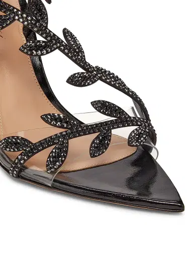 Gianvito Rossi Women's Crystal Flavia 105MM Leather Sandals - Transparent Black | Thumbnail 5 Gianvito Rossi Women's Crystal Flavia 105MM Leather Sandals - Transparent Black | Thumbnail 5