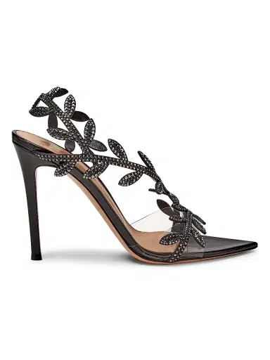 Gianvito Rossi Women's Crystal Flavia 105MM Leather Sandals - Transparent Black | Thumbnail 1 Gianvito Rossi Women's Crystal Flavia 105MM Leather Sandals - Transparent Black | Thumbnail 1
