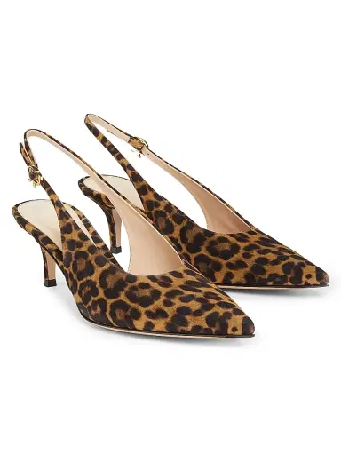 Gianvito Rossi Women's 55MM Leopard Print Suede Slingback Pumps - Almond Leopard Print - Size 9 | Thumbnail 2 Gianvito Rossi Women's 55MM Leopard Print Suede Slingback Pumps - Almond Leopard Print - Size 9 | Thumbnail 2