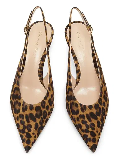Gianvito Rossi Women's 55MM Leopard Print Suede Slingback Pumps - Almond Leopard Print - Size 9 | Thumbnail 4 Gianvito Rossi Women's 55MM Leopard Print Suede Slingback Pumps - Almond Leopard Print - Size 9 | Thumbnail 4