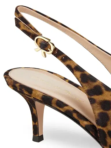 Gianvito Rossi Women's 55MM Leopard Print Suede Slingback Pumps - Almond Leopard Print - Size 9 | Thumbnail 5 Gianvito Rossi Women's 55MM Leopard Print Suede Slingback Pumps - Almond Leopard Print - Size 9 | Thumbnail 5