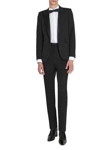 Saint Laurent Men's Rectangular Bow Tie in Faille - Black | Thumbnail 2 Saint Laurent Men's Rectangular Bow Tie in Faille - Black | Thumbnail 2