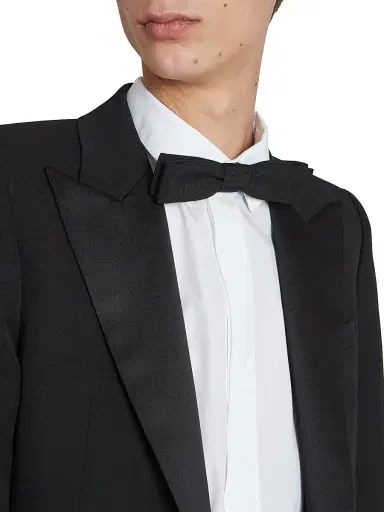 Saint Laurent Men's Rectangular Bow Tie in Faille - Black | Thumbnail 3 Saint Laurent Men's Rectangular Bow Tie in Faille - Black | Thumbnail 3