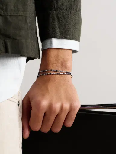 M. COHEN Percep Two Sterling Silver, Sapphire and Lapis Lazuli Beaded Wrap Bracelet - Men | Thumbnail 2 M. COHEN Percep Two Sterling Silver, Sapphire and Lapis Lazuli Beaded Wrap Bracelet - Men | Thumbnail 2