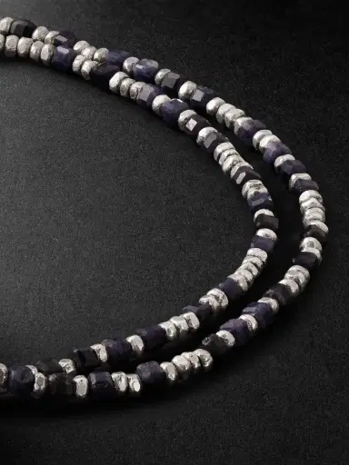 M. COHEN Percep Two Sterling Silver, Sapphire and Lapis Lazuli Beaded Wrap Bracelet - Men | Thumbnail 4 M. COHEN Percep Two Sterling Silver, Sapphire and Lapis Lazuli Beaded Wrap Bracelet - Men | Thumbnail 4