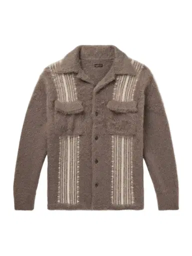 KAPITAL Camp-Collar Striped Knitted Overshirt - Men | Thumbnail 1 KAPITAL Camp-Collar Striped Knitted Overshirt - Men | Thumbnail 1
