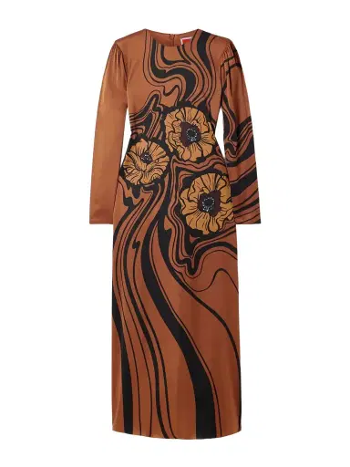 La DoubleJ Icon Clingy Swing Floral-print Satin Midi Dress | Thumbnail 1 La DoubleJ Icon Clingy Swing Floral-print Satin Midi Dress | Thumbnail 1