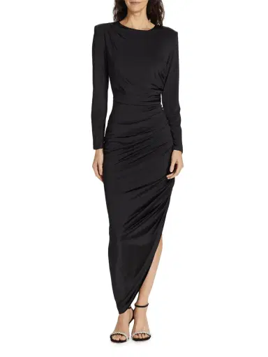 Veronica Beard Women's Tristana Ruched Asymmetric Midi-Dress - Black | Thumbnail 2 Veronica Beard Women's Tristana Ruched Asymmetric Midi-Dress - Black | Thumbnail 2
