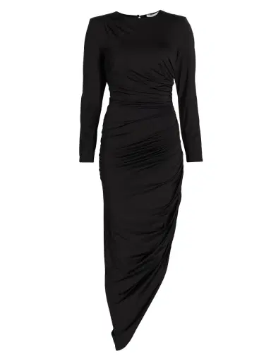 Veronica Beard Women's Tristana Ruched Asymmetric Midi-Dress - Black | Thumbnail 7 Veronica Beard Women's Tristana Ruched Asymmetric Midi-Dress - Black | Thumbnail 7