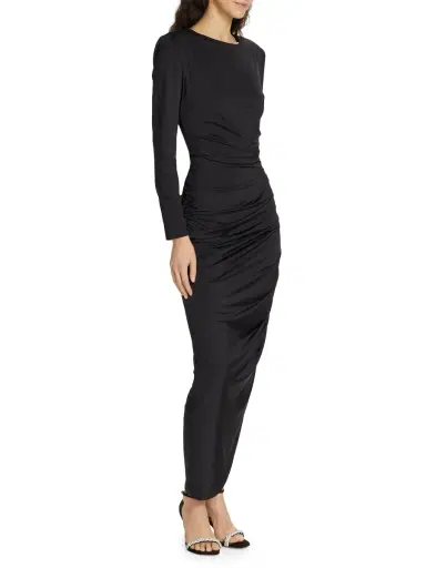 Veronica Beard Women's Tristana Ruched Asymmetric Midi-Dress - Black | Thumbnail 1 Veronica Beard Women's Tristana Ruched Asymmetric Midi-Dress - Black | Thumbnail 1