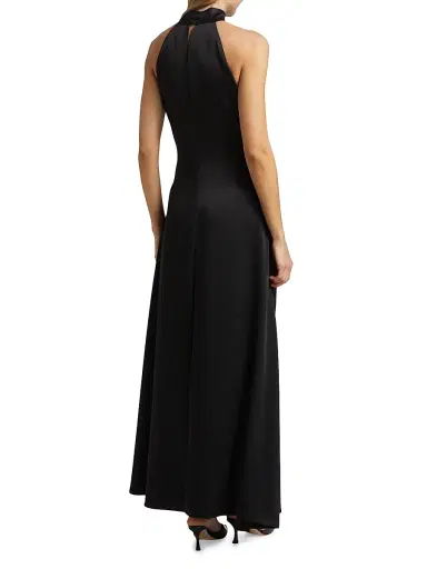 Toccin Women's Jocelyn Satin Tie- Front Maxi Dress - Jet | Thumbnail 5 Toccin Women's Jocelyn Satin Tie- Front Maxi Dress - Jet | Thumbnail 5