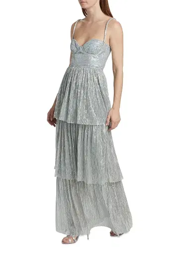 Sabina Musáyev Women's Altair Sequined Tiered Dress - Sky Silver | Thumbnail 2 Sabina Musáyev Women's Altair Sequined Tiered Dress - Sky Silver | Thumbnail 2