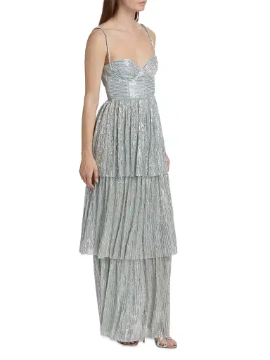 Sabina Musáyev Women's Altair Sequined Tiered Dress - Sky Silver | Thumbnail 4 Sabina Musáyev Women's Altair Sequined Tiered Dress - Sky Silver | Thumbnail 4