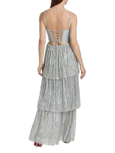 Sabina Musáyev Women's Altair Sequined Tiered Dress - Sky Silver | Thumbnail 5 Sabina Musáyev Women's Altair Sequined Tiered Dress - Sky Silver | Thumbnail 5