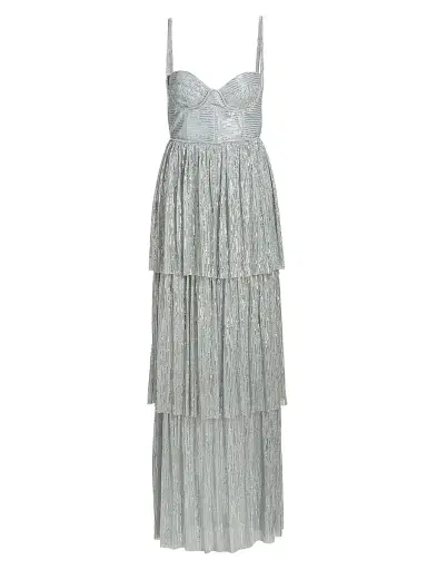 Sabina Musáyev Women's Altair Sequined Tiered Dress - Sky Silver | Thumbnail 1 Sabina Musáyev Women's Altair Sequined Tiered Dress - Sky Silver | Thumbnail 1