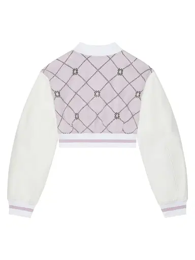 Givenchy Women's Cropped Checked Varsity Jacket - Grey Pink | Thumbnail 2 Givenchy Women's Cropped Checked Varsity Jacket - Grey Pink | Thumbnail 2
