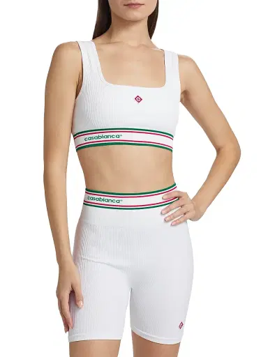 Casablanca Women's Rib-Knit Logo Sports Bra - White | Thumbnail 3 Casablanca Women's Rib-Knit Logo Sports Bra - White | Thumbnail 3