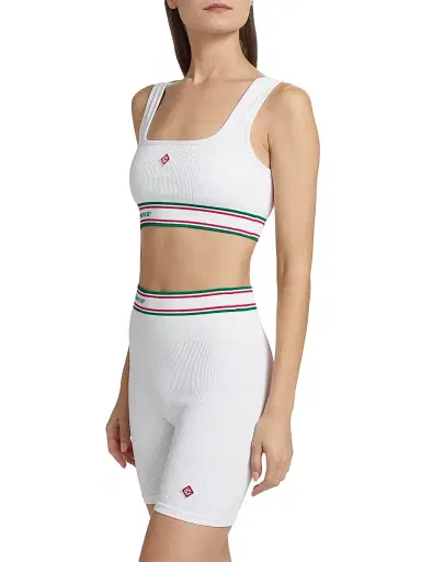 Casablanca Women's Rib-Knit Logo Sports Bra - White | Thumbnail 4 Casablanca Women's Rib-Knit Logo Sports Bra - White | Thumbnail 4
