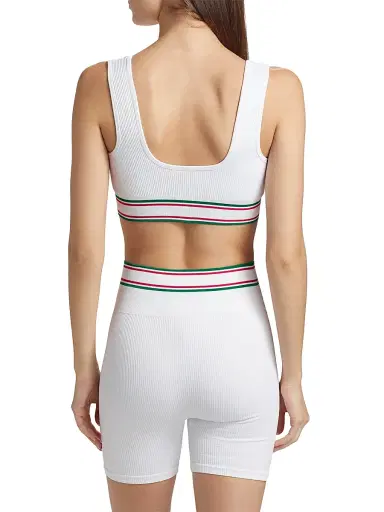 Casablanca Women's Rib-Knit Logo Sports Bra - White | Thumbnail 5 Casablanca Women's Rib-Knit Logo Sports Bra - White | Thumbnail 5