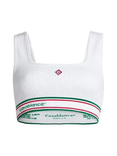 Casablanca Women's Rib-Knit Logo Sports Bra - White | Thumbnail 1 Casablanca Women's Rib-Knit Logo Sports Bra - White | Thumbnail 1