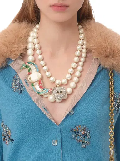 Valentino Garavani Women's Embroidered Wool Cardigan - Celestial Blue | Thumbnail 5 Valentino Garavani Women's Embroidered Wool Cardigan - Celestial Blue | Thumbnail 5