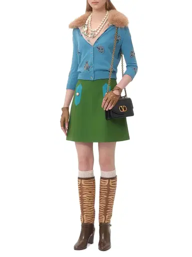 Valentino Garavani Women's Embroidered Wool Cardigan - Celestial Blue | Thumbnail 8 Valentino Garavani Women's Embroidered Wool Cardigan - Celestial Blue | Thumbnail 8