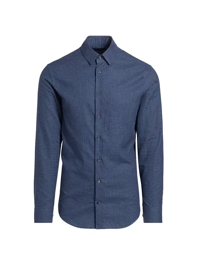 Men's Textured Cotton Shirt - Navy Men's Textured Cotton Shirt - Navy