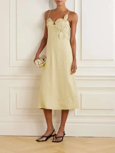 Farm Rio Appliquéd Linen Midi Dress | Thumbnail 2 Farm Rio Appliquéd Linen Midi Dress | Thumbnail 2