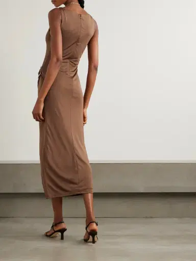 Staud Talia Buckled Ruched Jersey Midi Dress | Thumbnail 3 Staud Talia Buckled Ruched Jersey Midi Dress | Thumbnail 3