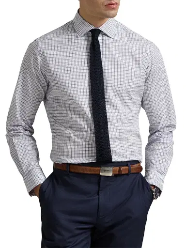 Polo Ralph Lauren Men's Classic Fit Poplin Button-Front Shirt - White Purple Multi | Thumbnail 3 Polo Ralph Lauren Men's Classic Fit Poplin Button-Front Shirt - White Purple Multi | Thumbnail 3