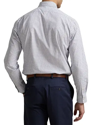 Polo Ralph Lauren Men's Classic Fit Poplin Button-Front Shirt - White Purple Multi | Thumbnail 4 Polo Ralph Lauren Men's Classic Fit Poplin Button-Front Shirt - White Purple Multi | Thumbnail 4
