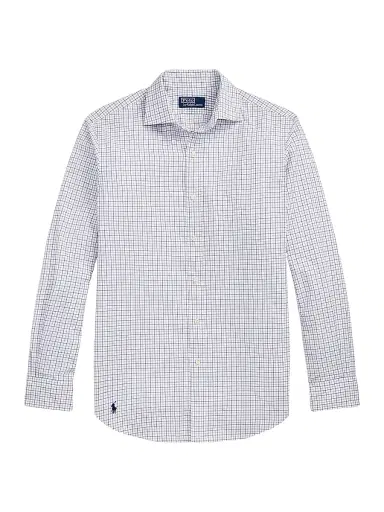Polo Ralph Lauren Men's Classic Fit Poplin Button-Front Shirt - White Purple Multi | Thumbnail 1 Polo Ralph Lauren Men's Classic Fit Poplin Button-Front Shirt - White Purple Multi | Thumbnail 1