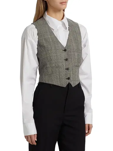 WARDROBE.NYC Women's Glen Check Wool Waistcoat - Prince Of Wales | Thumbnail 4 WARDROBE.NYC Women's Glen Check Wool Waistcoat - Prince Of Wales | Thumbnail 4